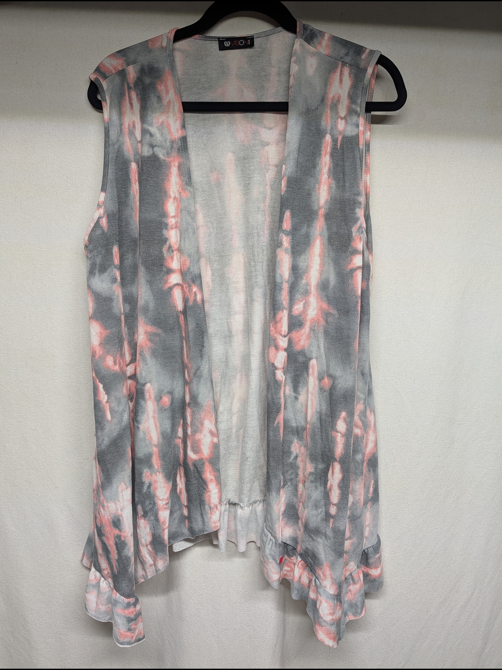 Tie-Dye Ruffled Cardigan Vest